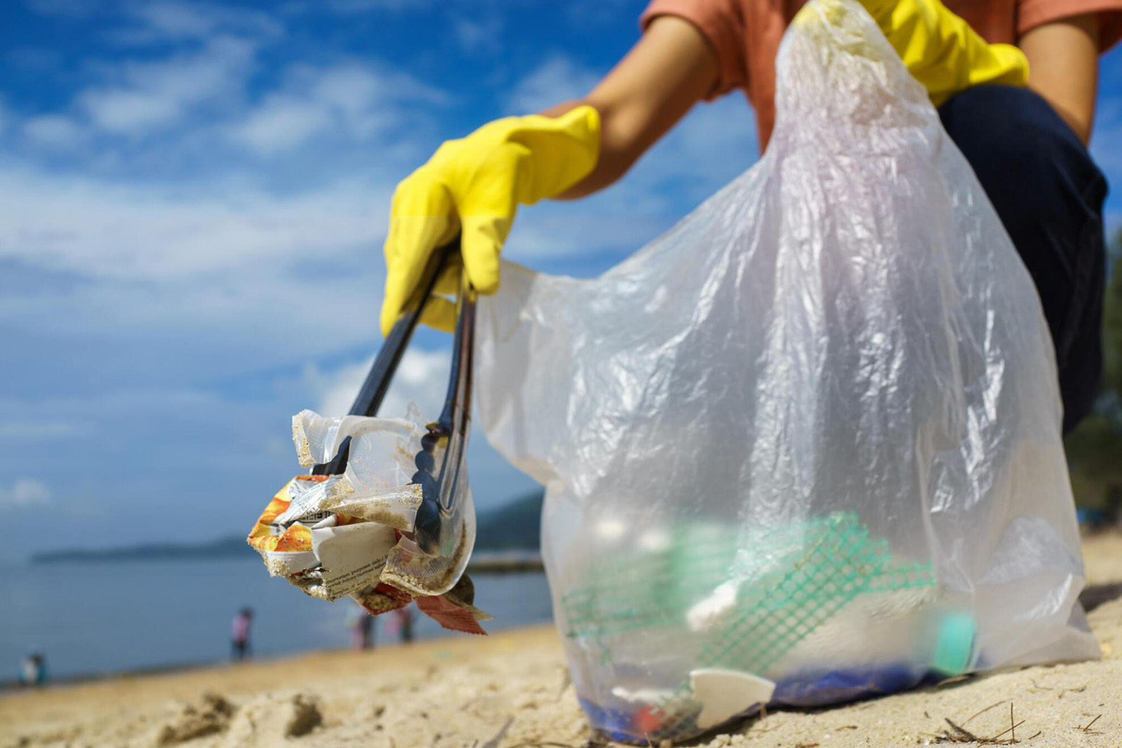 people picking up trash